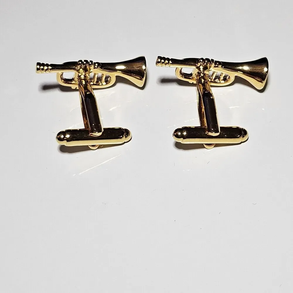 *Sale* Trumpet Cufflinks Musical Instrument Jazz Orchestra Marching Band Gold